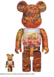 (預約後現時點交收) 全新未開 MEDICOM TOY Be@rbrick Bearbrick 400%+100% My First B@by Baby Autumn Leaves Ver. 楓葉 千