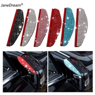 JaneDream 1 Pair Car Rear Mirror Rain Eyebrow Sticker Diamond-studded Rainproof Anti-reflective Pvc Weatherstrip Auto Mirror Rain Shield