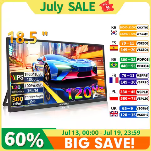 HGFRTEE Portable Gaming Monitor 18.5 Inch 1080P 16:09 120Hz 100%sRGB 300Cd/m² Travel Screen for MacB