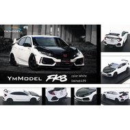 YM Model 1:64 Honda Civic Type R FK8 White Spoon with Carbon Bonet