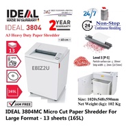 IDEAL 3804 CC 2 x 15mm Micro Cut Paper Shredder For Large Format - 13 sheets (165L) Mesin Penghancur
