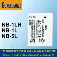 NB-5L NB-1L NB-1LH 1250-1600mAh Battery For Canon Powershot Ixus 300 320 330 800 850 870 S110 S200 S