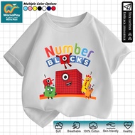 COD Tshirt Budak Lelaki Numberblocks 1-100 Chart High Quality Short Sleeve Soft Cotton Cartoon Print