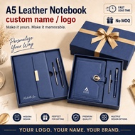 [CUSTOM NAME / LOGO] A5 Leather Notebook Gift Set with Pen & Refill Premium PU Leather Notebook Corp