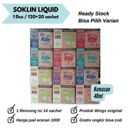 terbaru !!! 1 dus soklin liquid jumbo 40ml detergen cair rencengan - isi (120+20 sachet) so klin ren