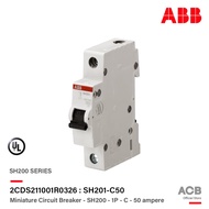 ( โปรโมชั่น++) คุ้มค่า ABB - SH201-C50 - ลูกย่อยเซอร์กิตเบรกเกอร์ 50 แอมป์ 1 โพล 6kA ABB System M Pr