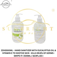 HAND SANITIZER WITH EUCALYPTUS OIL & VITAMIN E TO SOOTHE SKIN - KILLS 99.9% OF GERMS - SWIPE IT ( 50