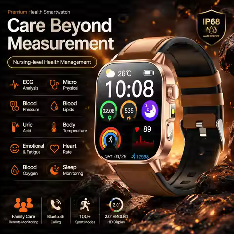 Advanced Health Smart Watch For Men Women ECG Analysis Blood Pressure Lipids Uric Acid Heart Rate 24