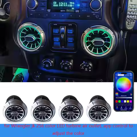 For jeep 256 color LED Turbine Outlet for Wrangler jk 2008-2017 Front Vent Entrance Ambient Light LE