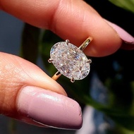 Oval Cut 925 Sterling Silver 1-3ct Moissanite Engagement Solitaire Ring for Woman Gold Plated Annive