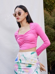 Biary - Charlotte Crop Top ครอปผ้ายืดดีเทลรูดอก สไตล์ Y2k