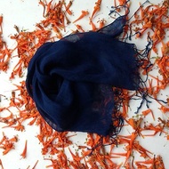 藍染植物染亞麻圍巾