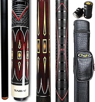 'Tai ba cues 2-Piece Pool Stick with 1x1 Case, PU Rubber Grip, 13mm Multilayer Leather Tip, 58'', Ha