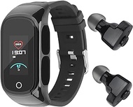 W@nyou Smart Watch with Earbuds for Women and Men,Activity Fitness Tracker Watch Combo Bluetooth Earbuds Can Receive Calls Messages Sleep Tracker Calorie Counter for Men Women Kids (Black)