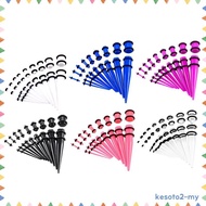 [Kesoto2] 18 Pieces Ear Gauges Stretching Kit Plugs Taper 14G-00G Expanders Piercings Jewelry