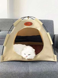1入摺疊式寵物帳篷，半封閉式貓咪野營帳篷，透氣戶外貓屋