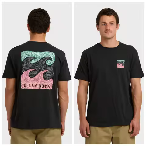 Crayon Wave Premium T-Shirt Billabong 2026 Summer New Men's Women's Luxury Fashion Cotton Boys Girls