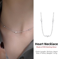 OUGUI | S999 99.9% Sterling Silver Heart Pendant Necklace