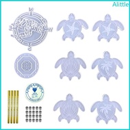 Alia for Turtle Pendant Wall Hanging Curtain Wind Chime Mirror Surface Silicone Mold