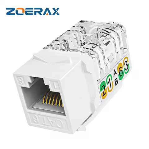 ZoeRax RJ45 Cat6/5e Slim Profile Keystone Jack 90-Degree Ethernet Punch Down Keystone Jack Compatibl