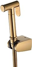 Gold Bidet Sprayer Brass Cylindrical Hand Shower Tap Single Cold Water, Toilet Sprayer with Hose and Bracket Holder, for Personal Hygiene or Pet Bath