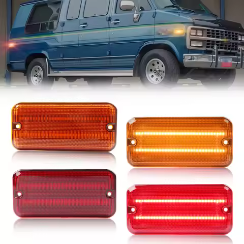 Front/Rear Side Marker Turn Signal Lights with LED For 1985-1995 Chevrolet G10 G20 G30 P20 P30 GMC G