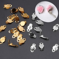 SENG 50Pcs Flat Round Tray Clip-on Earring Converter DIY Earring Pierced into Clip on