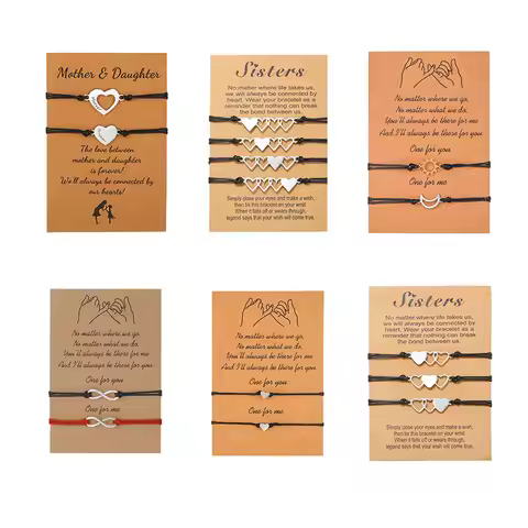 2/3/4 Pcs Sisters Couple Card Bracelet Best Friend Friendship Heart-shaped Braided Bracelets Creativ