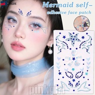 [Rdy Stk] 1/2/3Pcs Charming Mermaid Face Sticker - Fashion Y2K Makeup Sparkling Tattoo - Cosplay 3D 