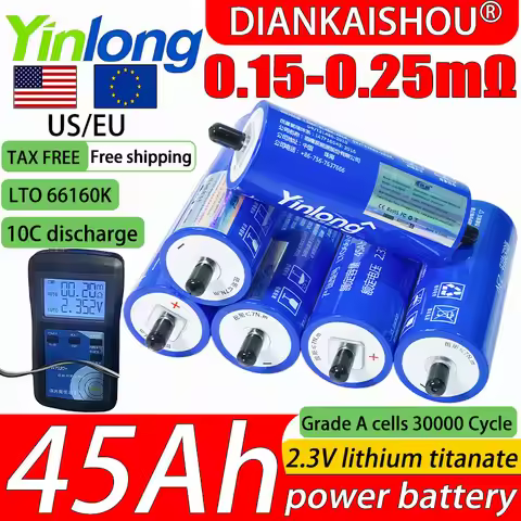 Yinlong LTO Power Cell, 2.3V 45Ah lto 66160K Lithium Titanate Battery 10 Discharge DIY 12V 24V 48V f