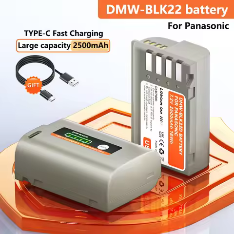 DMW-BLK22 DMW BLK22 Battery 2500mAh With USB-C Charging Port for Panasonic LUMIX DC-S5 DC-S5K GH6 S5