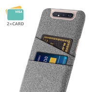 For Samsung Galaxy A80 Case Casing Dual Card Fabric Cloth Luxury Business Cover For Samsung Galaxy A