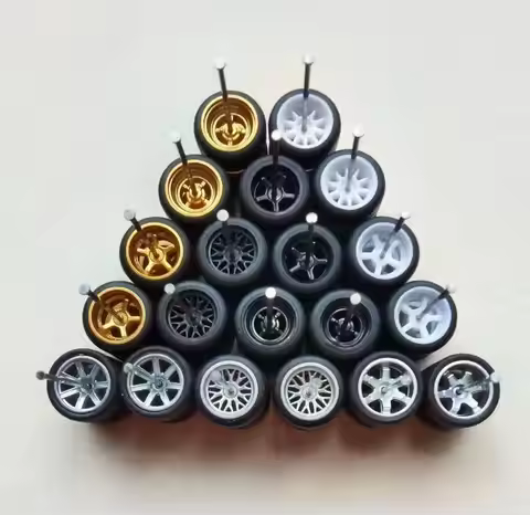 40pcs(for 10 cars) 1/64 Alloy Car Wheels with Tires or 10Sets Modified Axles for Hot Wheel/Matchbox/