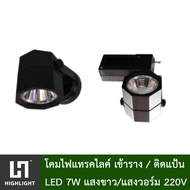 ไฟแทรคไลท์ Track light หน้าแปดเหลี่ยม โคมไฟแทรคไลท์เข้าราง/ติดแป้น 220V สีดำ/สีขาว ไฟส่องสินค้า LED