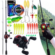 Fishing Full Set 1.65M/1.8M 5.5/6 KaKi Rod Casitng Fishing Rod Set 7.2:1 Baitcasting Reel with Fishi