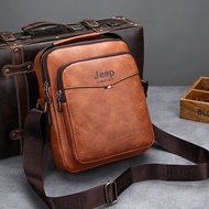 Jeep Jeep Men's Bag Shoulder Bag Briefcase Business Casual Leather Bag Men's Messenger Bag Small Shoulder Bag British Retro