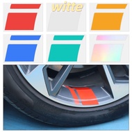 WITTE 6Pcs/set Car Wheel Decal, Tire Decoration Sticker Hub Decals Wheel Rim Ring, Durable Vinyl Warning Hash Mark Stripe Reflective Rim Sticker Car Racing Wheel