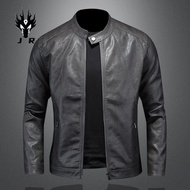 2025 Musim Bunga dan Musim Gugur Baru Lelaki Kolar Pendirian Jaket Kulit Slim Fit Bergaya Lelaki Men