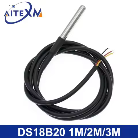 DS18B20 Temperature Sensor Stainless Steel Package 1M / 2M / 3M Waterproof 18B20 Cable Temperature P