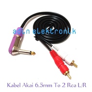kabel akai/trs jack 6.5mm model l mono to 2 rca gold plate 05 meter - 3 meter