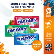 [Bundle of 9] Mentos Pure Fresh Sugar-Free Mints 35g/Tins - Refreshing Mint Candy, Pocket-Friendly