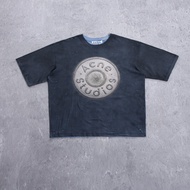 washed hole damaged Acne Studio button print Label T Shirt Men Women Unisex Loose Casual Office Comm