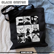 Japanese Jujutsu Kaisen anime canvas bag Harajuku casual punk print gothic large capacity shopper ba