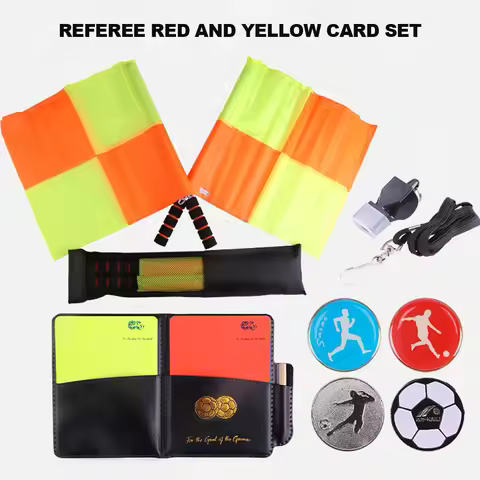 Referee Card Set, Scorebook Whistle Pencil Football Referee Red and Yellow Warning Cards for Soccer 