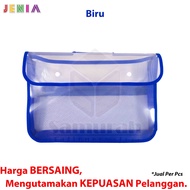 Map Plastik Kancing 2 JENIA Jaring Folio/ Zipper School Bag F4 / Map Tenteng Dokumen Untuk keperlua