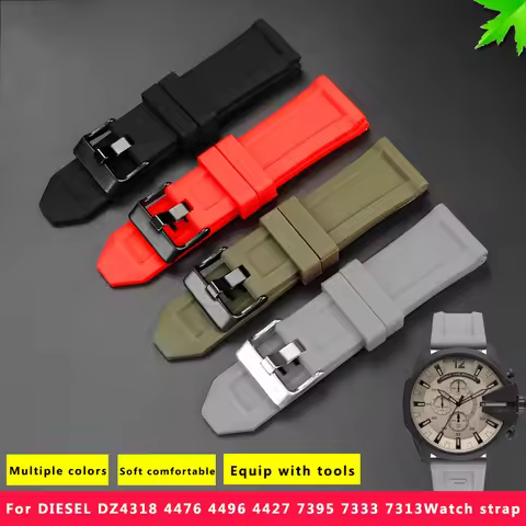 For DIESEL DZ4318 4476 4496 4427 7395 7333 7313 Waterproof Large size Silicone Watch strap 24 26 28m