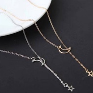 Rm88 Star Moon Necklace Choker 2 Pendulum/Star Moon Pendant/Korean Women's Necklace