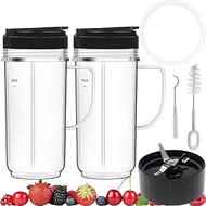 Magic Bullet Blender Cups, Tall 22oz Cup with Flip-Top To-Go Lids &Magic Bullet Cross Blade with Gas