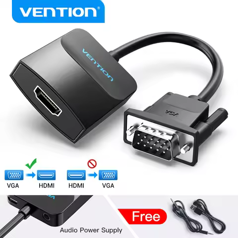 Vention VGA to HDMI Adapter 1080P VGA Male to HDMI Female Converter Cable With Audio USB Power for P