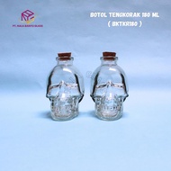 BKTKR180 180ml glass bottle with wooden cap 180ml skull glass bottle/
